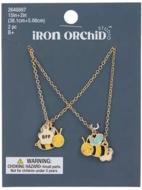 New 15” Iron Orchid Studio Bee BFF Necklace Set